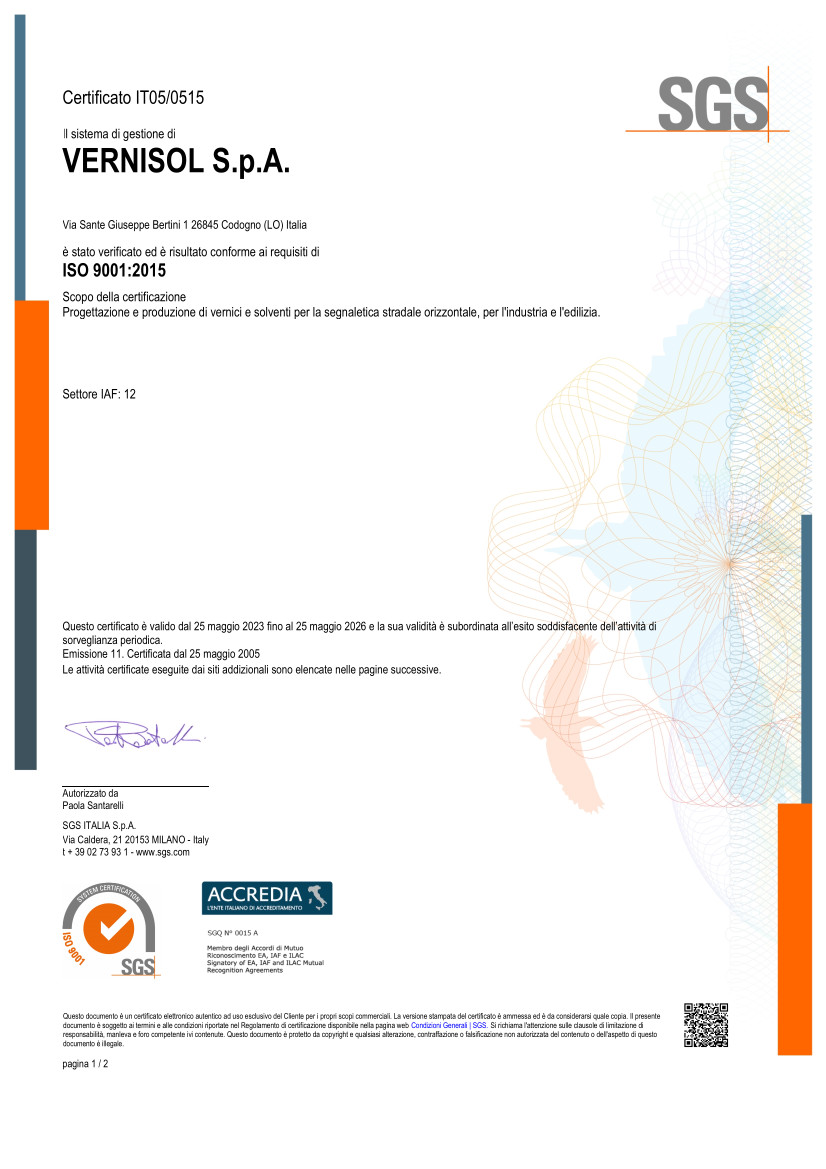 certificato ISO9001 italiano